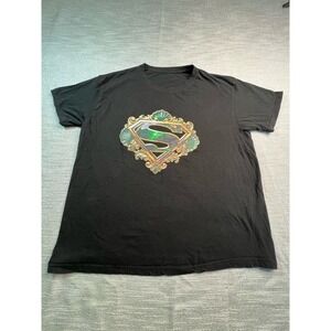 DC Comics Superman Ornate Filigree Graphic T-Shirt Black Mens Large
